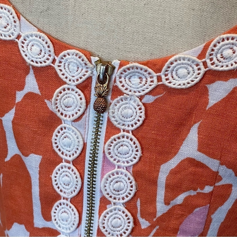 Lilly Pulitzer Target Women's Giraffe Print Linen Orange Pink Shift Dress Sz 2 - Picture 10 of 10
